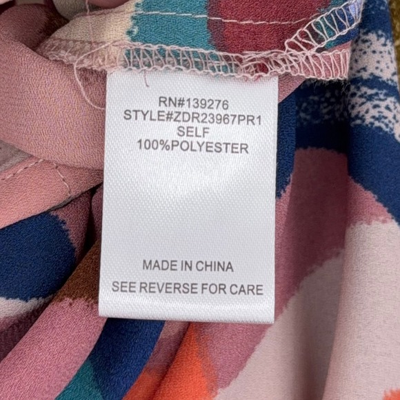 DR2 Floral Print Ruffle Sleeve Top Womens Size S Abstract Sleeveless Blouse - Picture 4 of 7